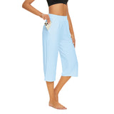 Womens Capri Yoga Exercise Workout Capris Wide Leg Sweatpants with Pockets Casual High Waist Lounge Pants Loose Comfy