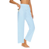 Womens Loose Comfy Yoga Wide Leg Casual Lounge Pants Workout High Waist Drawstring Sweatpants with Pocket