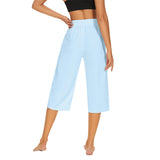 Womens Capri Yoga Exercise Workout Capris Wide Leg Sweatpants with Pockets Casual High Waist Lounge Pants Loose Comfy