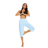 Womens Capri Yoga Exercise Workout Capris Wide Leg Sweatpants with Pockets Casual High Waist Lounge Pants Loose Comfy