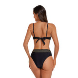 Women's High-Waisted Bikini 2pcs Set, Sexy Summer Beachwear, Adjustable Straps, Tie-Back Swim Top