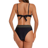 Women's High-Waisted Bikini 2pcs Set, Sexy Summer Beachwear, Adjustable Straps, Tie-Back Swim Top